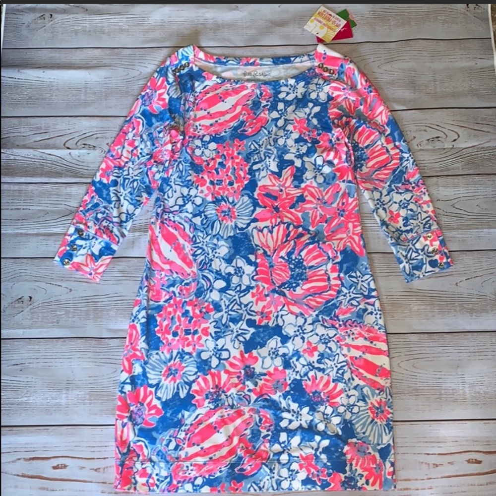 NWT Lilly Pulitzer UPF 50+ Sophie Dress. Pink/blue